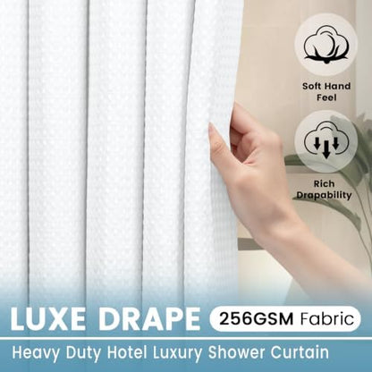 EUTXL Heavyweight No Hook Shower Curtain with Liner, White,71x86