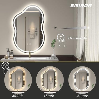 SMIROR 60x32 Irregular Led Lighted Bathroom Vanity Mirror