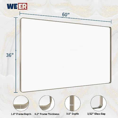 WEER Brushed Nickel Bathroom Vanity Mirror 60X36 Inch