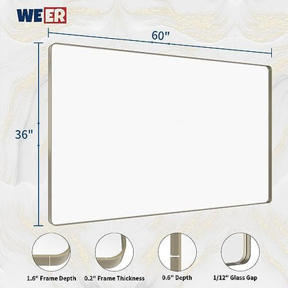 WEER Brushed Nickel Bathroom Vanity Mirror 60X36 Inch