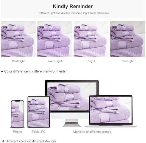 COZYART Bath Towel Set 6 PCS, Luxury Lavender 100% Turkish Cotton 650GSM