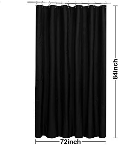N&Y HOME Fabric Shower Curtain or Liner Extra Long 72 x 84 Inches, Black