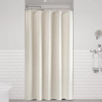 Naturoom Linen Shower Curtain 54x72 Inch for Bathroom Beige 1 Panel