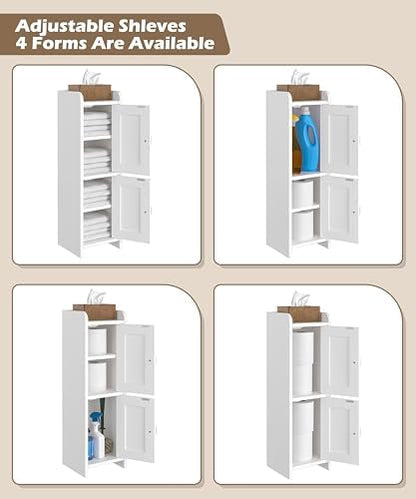 Akxomel Small Bathroom Cabinet Narrow Toilet Paper Organizer White