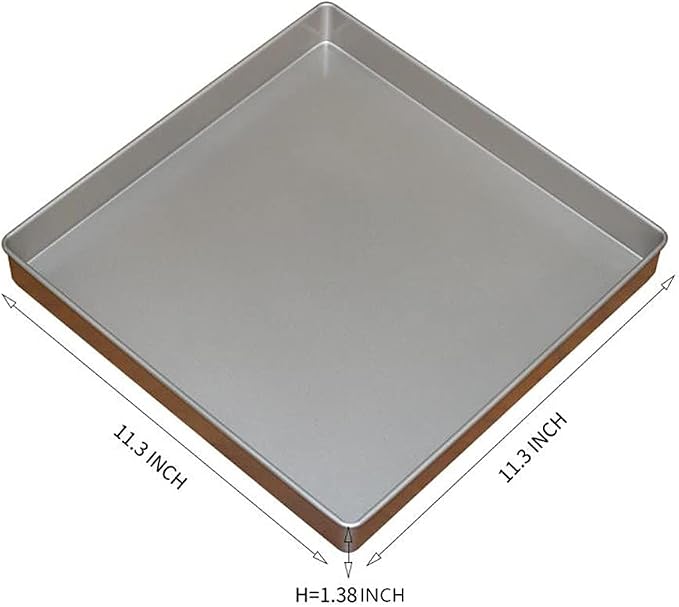 Nonstick Square Baking Pan, 11x11 Inch Carbon Steel Cake Baking Sheet, Cookies Bakeware for Oven Baking Gold