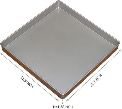 Nonstick Square Baking Pan, 11x11 Inch Carbon Steel Cake Baking Sheet, Cookies Bakeware for Oven Baking Gold
