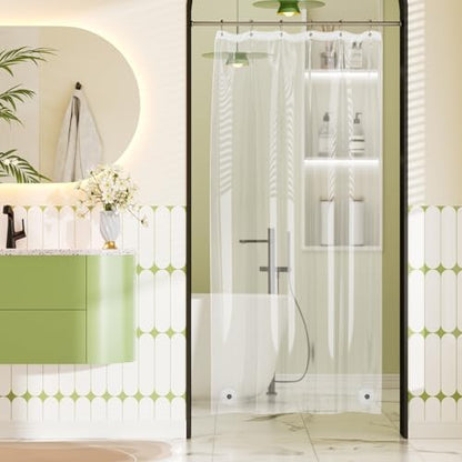 Bathway Shower Stall Curtain Liner, Clear Shower Curtain Liner 36 x 72 Plastic Shower Liner Waterproof Shower Curtain Liner Lightweight with 2 Magnets and 6 Rustproof Grommet Holes