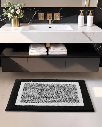 Color&Geometry Simple and Stylish Bathroom Rugs for Bathroom, 20"x32",Black