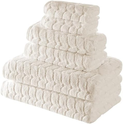 BAGNO MILANO Turkish Cotton Bath Towels, Hand Towels - Soft Plush Jacquard Collection Luxury Towels Set (Cream, Bath Towel Set of 2)