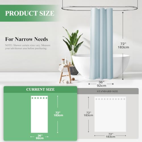Dynamene Stall Waffle Shower Curtain 256 GSM Heavy Fabric 36x72 Fog Blue