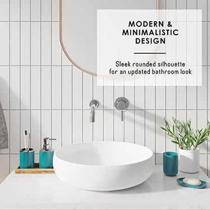Clara Clark Bathroom Set - Teal Bathroom Accessories Set, 20PC Bathroom Accessory Set, Shower Curtain Set with Liner, Toothbrush Holder, Soap Dispenser, Soap Dish, Toilet Brush Holder, and Trash Can