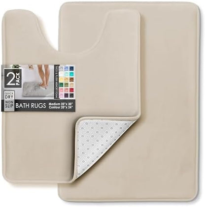 Clara Clark Bathroom Rugs, Velvet Memory Foam Bath Mat, Non-Slip Bath Rugs, Machine Wash, Dries Quickly, Ultra Soft Plush Bath Mats for Bathroom,