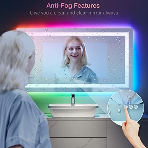 LOAAO 55"X30" RGB LED Bathroom Mirror with Lights, UL Listed