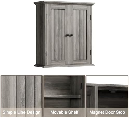 ChooChoo Bathroom Wall Cabinet with 2 Doors, Over The Toilet, Farmhouse