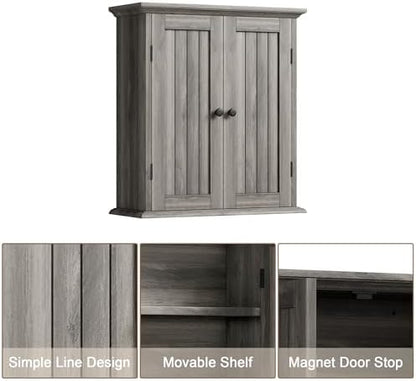 ChooChoo Bathroom Wall Cabinet with 2 Doors, Over The Toilet, Farmhouse