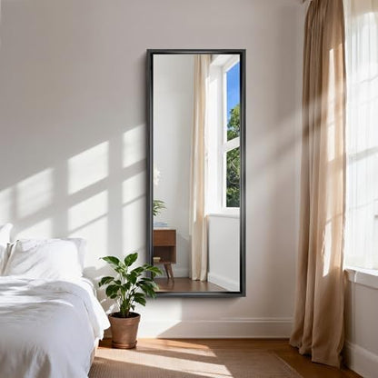 CIRCUMI 60"x24" Brushed Black Bathroom Mirror, Double Sink Vanity Mirror
