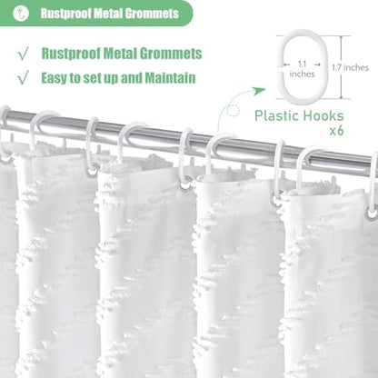 Dynamene Stall Boho Farmhouse Shower Curtain Tufted Chevron 36"x72" White