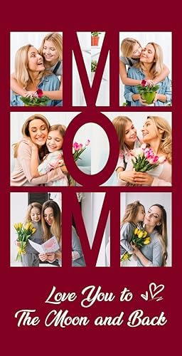 JML Mothers Day Birthday Gifts for Mom from Daughter Son, Personalized Beach Towel with Photo, Custom Beach Towel Gift for Mommy, Grandma, Women, Wife Anniversary Family Day, Summer, Holiday