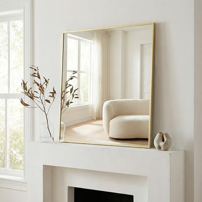 36"x36" Satin Gold Framed Square Bathroom Vanity Wall Mirror
