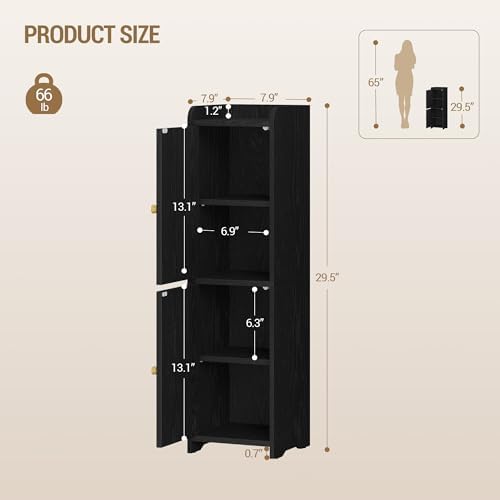 Hzuaneri Bathroom Storage Cabinet, Small Corner Floor Cabinet with 2 Doors