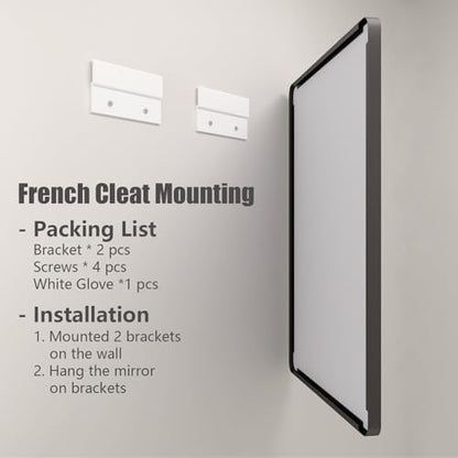 2 Pack of 24x36 Inch Black Metal Framed Bathrrom Mirror