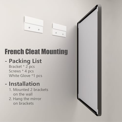 26x36 Inch Black Metal Framed Bathroom Mirror for Wall