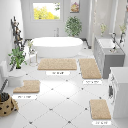 OLANLY Bathroom Runner Rugs 47x17, Extra Soft Absorbent Chenille Bath Rugs