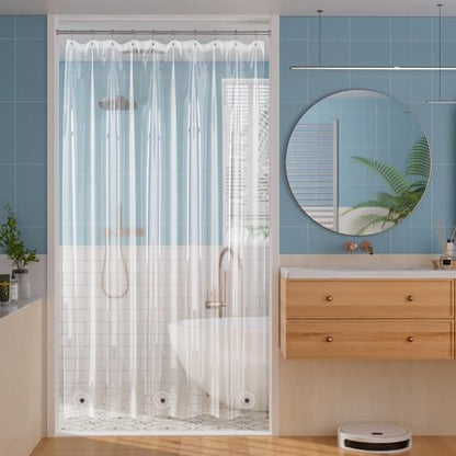 Titanker Shower Curtain Liner 60x72, Clear Plastic Shower Liner Lightweight PEVA Waterproof Shower Curtains for Bathroom with Magnets and Rustproof Grommet Holes