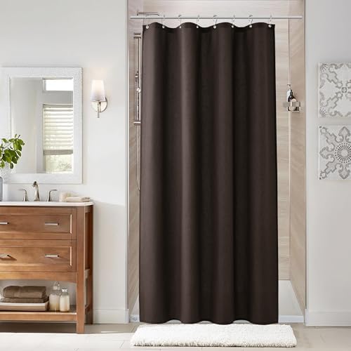 Naturoom Linen Shower Curtain 48x72 Inch for Bathroom Chocolate Brown