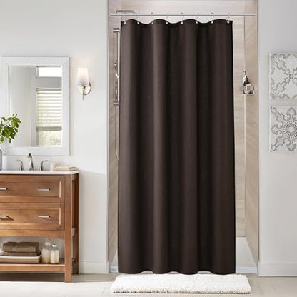 Naturoom Linen Shower Curtain 48x72 Inch for Bathroom Chocolate Brown