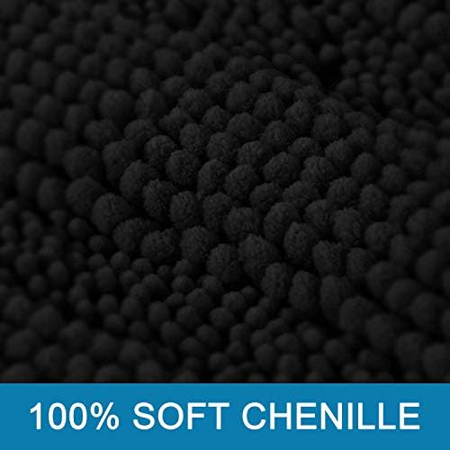 H.VERSAILTEX Bathroom Rugs Bath Rug Set 2 Piece Bathroom Contour Rug Toilet Mat Sets Non Slip Contour Bath Rug Ultra Thick Water Absorbent Striped Bath Mats Washable(36" x 24" Plus 20" x 24" U, Black)