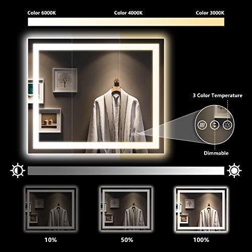 40x32 LED Bathroom Mirror with Lights, Lighted Vanity Mirror