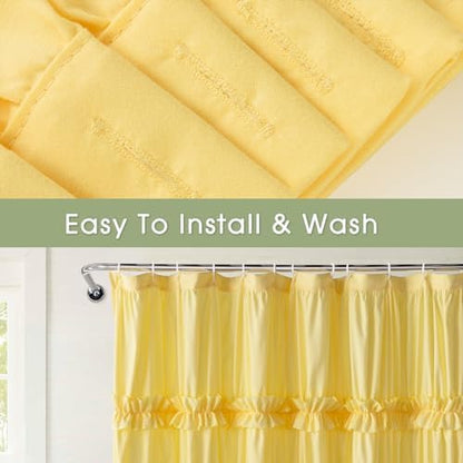 Farmhouse Ruffle Shower Curtain, Bright Yellow, 72 x 72 in