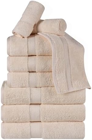 Superior Egyptian Cotton 800 GSM Plush & Absorbent, 9 Piece Set, Cream