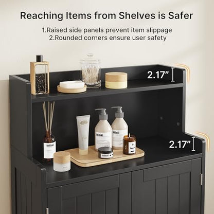 Gizoon Small Bathroom Storage Cabinet, Freestanding Organizer, Black