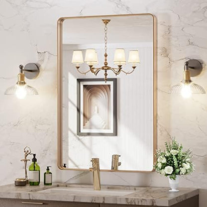 LOAAO 24"X36" Gold Bathroom Mirror