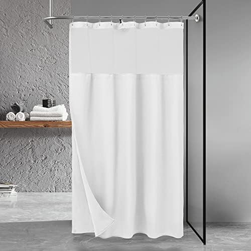 N&Y HOME 54 x 78 Waffle Weave Shower Curtain with Snap-in Liner Set White