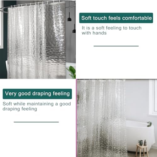 Shower Curtain Liner, 100% Waterproof EVA Shower Curtains with 3 Duty Heavy Bottom Magnets and 12 Rust Proof Grommets, 72x72 Weighted Shower Liner for Shower Stall, Bathtubs