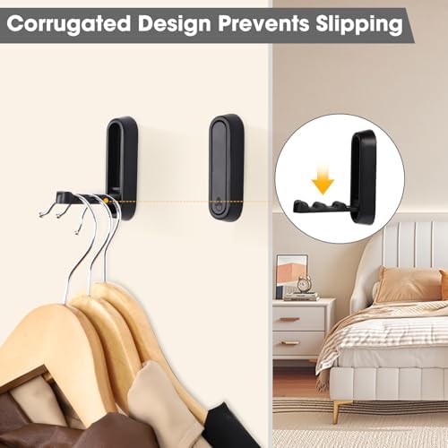 Dntorx Folding Wall Hooks, 2 Pcs Foldable Black Coat Hooks Heavy Duty Foldable Hook Bathroom Towel Hooks Robe Hooks Wall Mounted for Hanging Coat Towels Clothes Hat Bags Keys