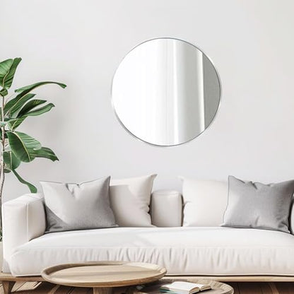 20 inch Round Mirror Silver, Circle Mirror, Brushed Nickel, Chrome