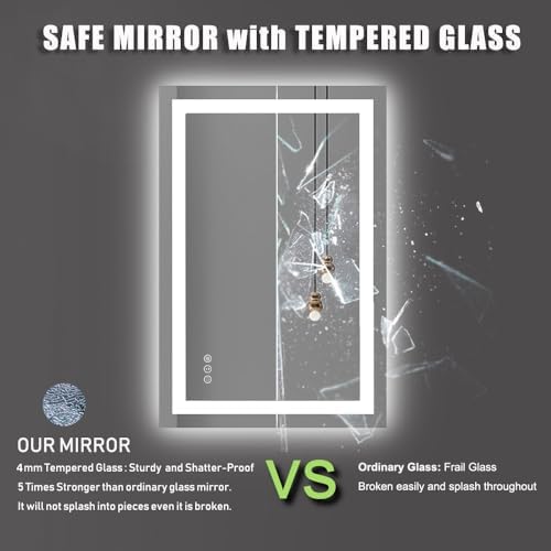Amorho LED Bathroom Mirror 24"X36" with Front Light and Backlit