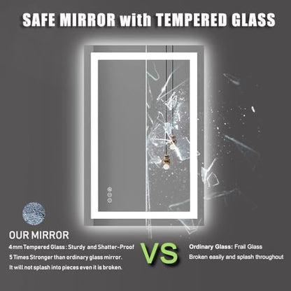 Amorho LED Bathroom Mirror 24"X36" with Front Light and Backlit