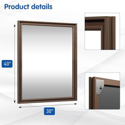 WEER Brown Bathroom Vanity Mirror 40x30 Inch
