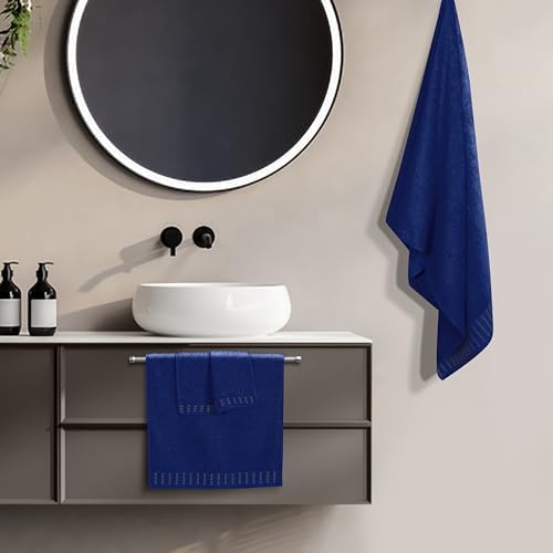 BELIZZI Home Ultra Soft 3 Pack Cotton Towel Set, Contains a Bath Towels 28x55 inch, a Hand Towels 16x24 inch & a Wash Coths 12x12 inch, Ideal Everyday use, Compact & Lightweight - Navy Blue