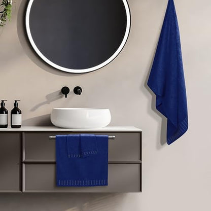 BELIZZI Home Ultra Soft 3 Pack Cotton Towel Set, Contains a Bath Towels 28x55 inch, a Hand Towels 16x24 inch & a Wash Coths 12x12 inch, Ideal Everyday use, Compact & Lightweight - Navy Blue