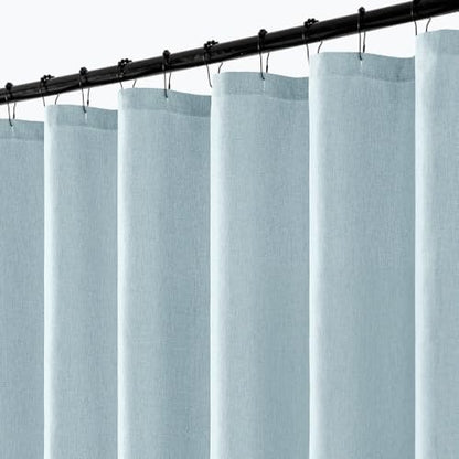 ANRODUO Fog Blue Linen Textured Fabric Shower Curtain Set - W72xL84