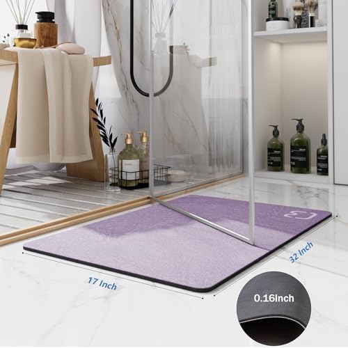 Diatomaceous Earth Bath Mat Stone Bath Mats for Bathroom,17"x32",Lavender