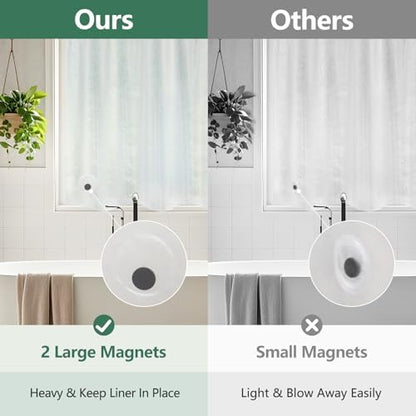 Seenus Waterproof Translucent Stall Shower Curtain Liner 48 x 72 Inch, Bpa-Free EVA Plastic Shower Liner with 2 Extra-Large Magnets, 48''W Narrow Frosted Bathroom Curtain for Shower Privacy