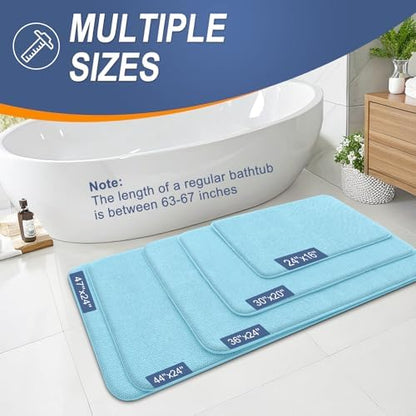 OLANLY Thick Memory Foam Bathroom Rugs 30x20, Absorbent Bath Mat, Sky Blue