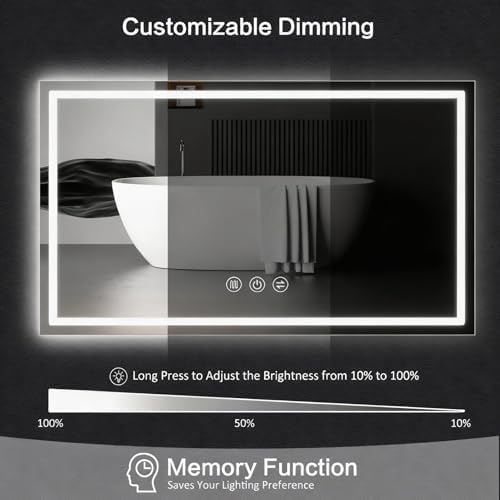60"x 36" LED Bathroom Mirror with Lights, Backlit + Front Lit Vanity Mirror